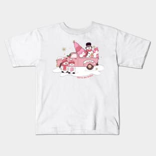 Merry and Bright Pink Christmas Kids T-Shirt